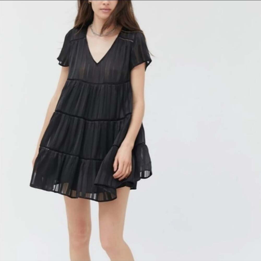 Urban Outfitters Black Tiered Babydoll Mini Dress Short Sleeve Y2K NWT XS